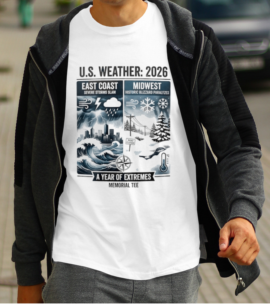 U.S. Weather 2026 East Coast Midwest A Year Of Extremes Memorial T-Shirt