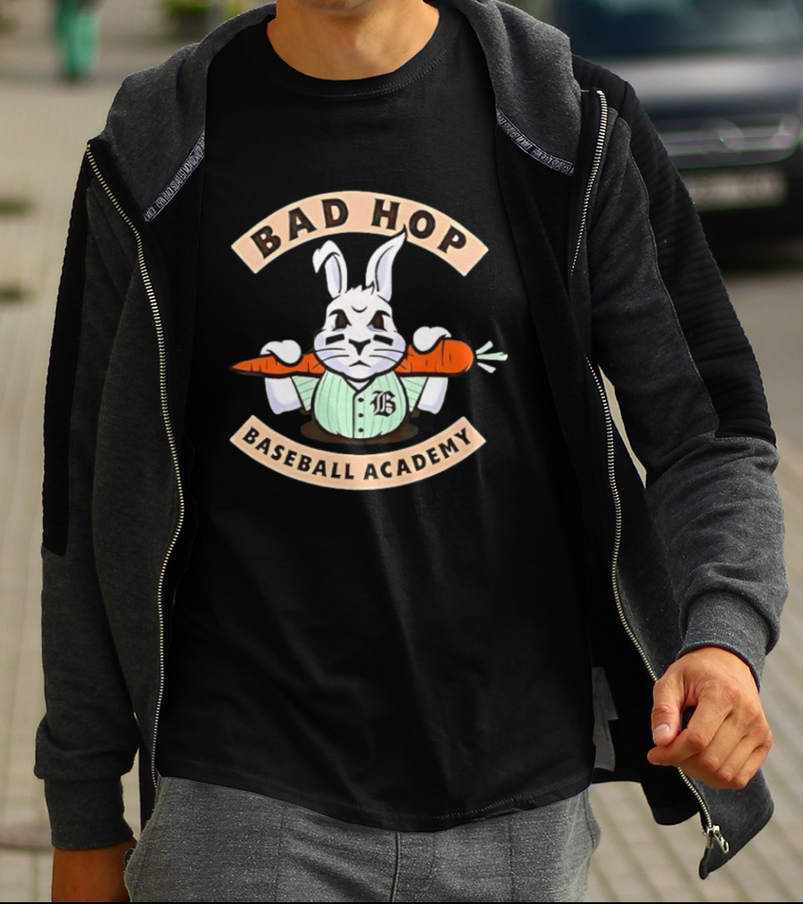 Bad Hop Baseball Academy Angry Bunny Carrot Player T-Shirt