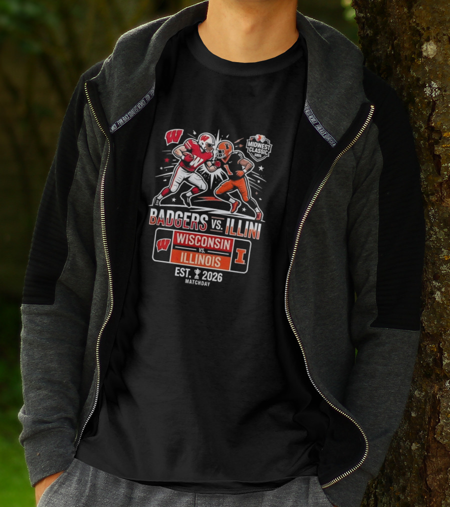 Badgers Vs Illini Wisconsin Vs Illinois Midwest Classic Est 2026 T-Shirt