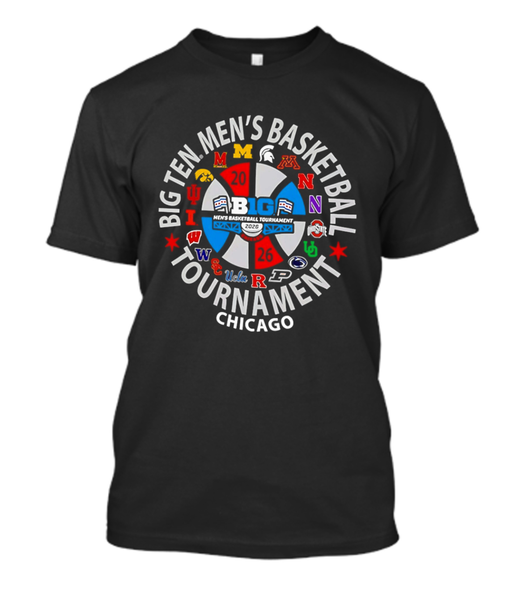 Big Ten Men's Basketball Tournament 2026 Chicago Event Pinwheel T-Shirt