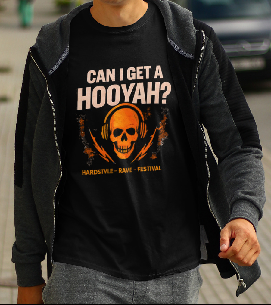 Can I Get A Hooyah Skull Headphones Positivity Courage Love Potential T-Shirt