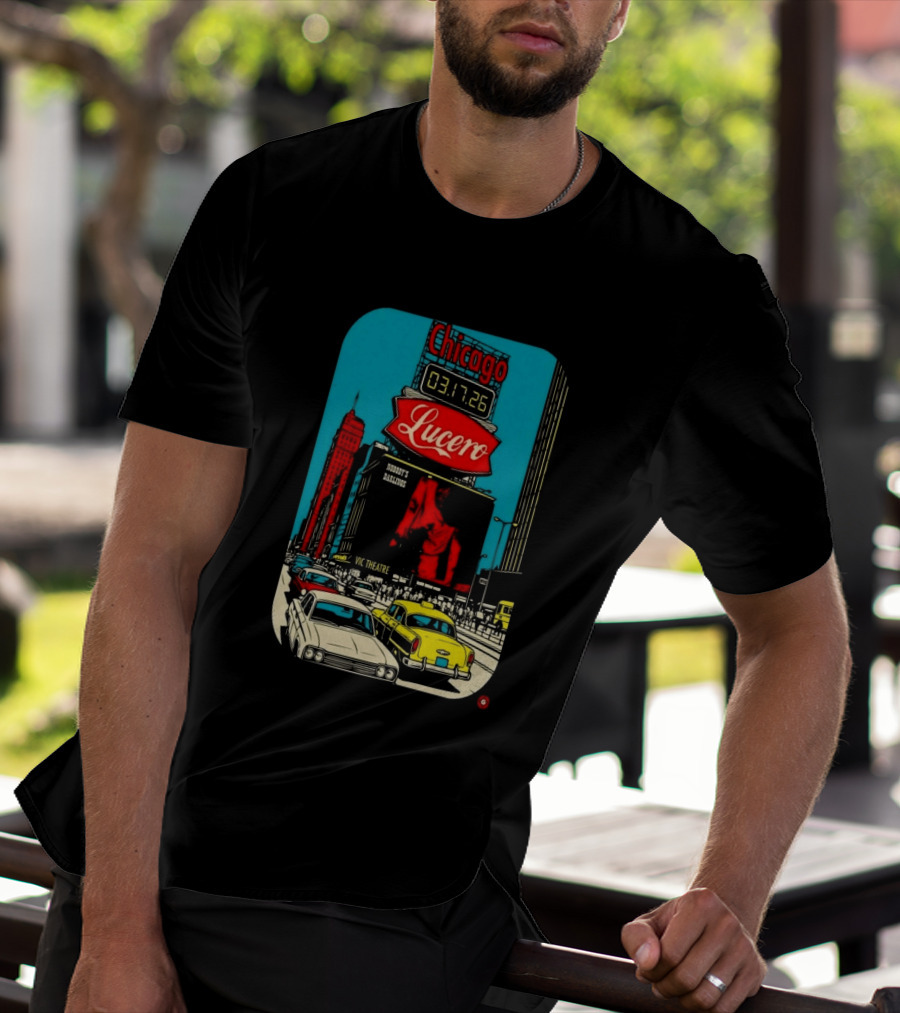 Chicago Lucero Vic Theatre March 17 2026 Concert Retro City Streetscape Scene T-Shirt