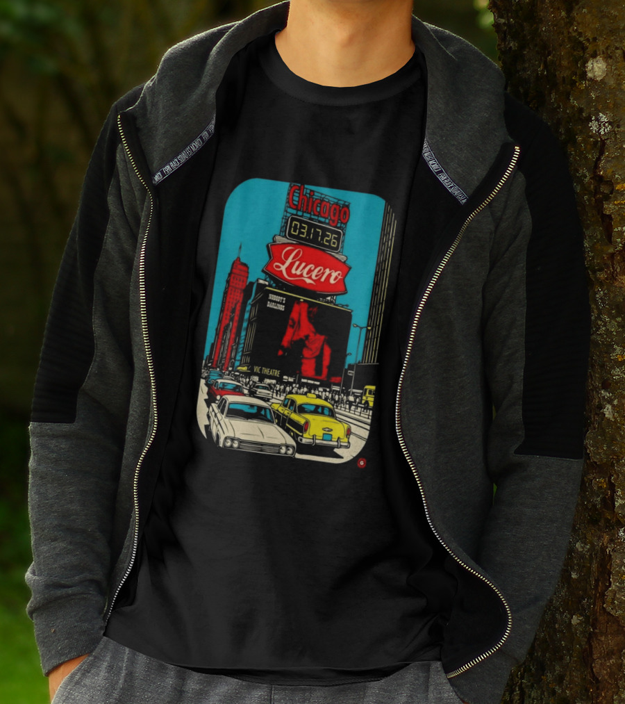 Chicago Lucero Vic Theatre March 17 2026 Concert Retro City Streetscape Scene T-Shirt