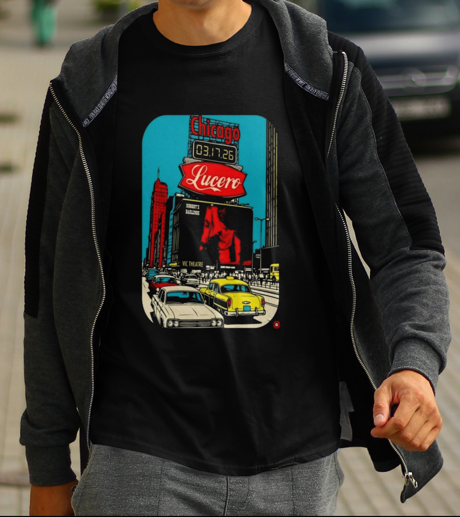 Chicago Lucero Vic Theatre March 17 2026 Concert Retro City Streetscape Scene T-Shirt