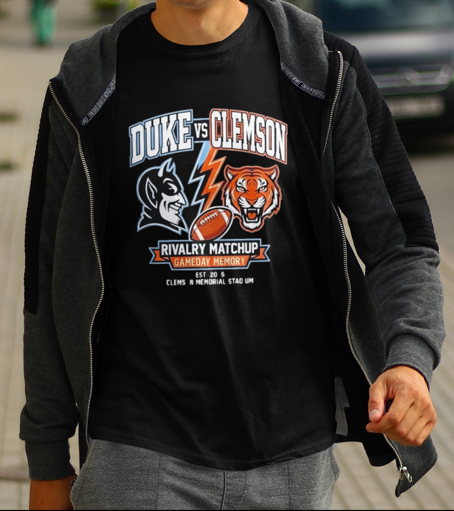 Duke Vs Clemson Rivalry Matchup Gameday Memory 2026 Classes Memorial Stadium T-Shirt