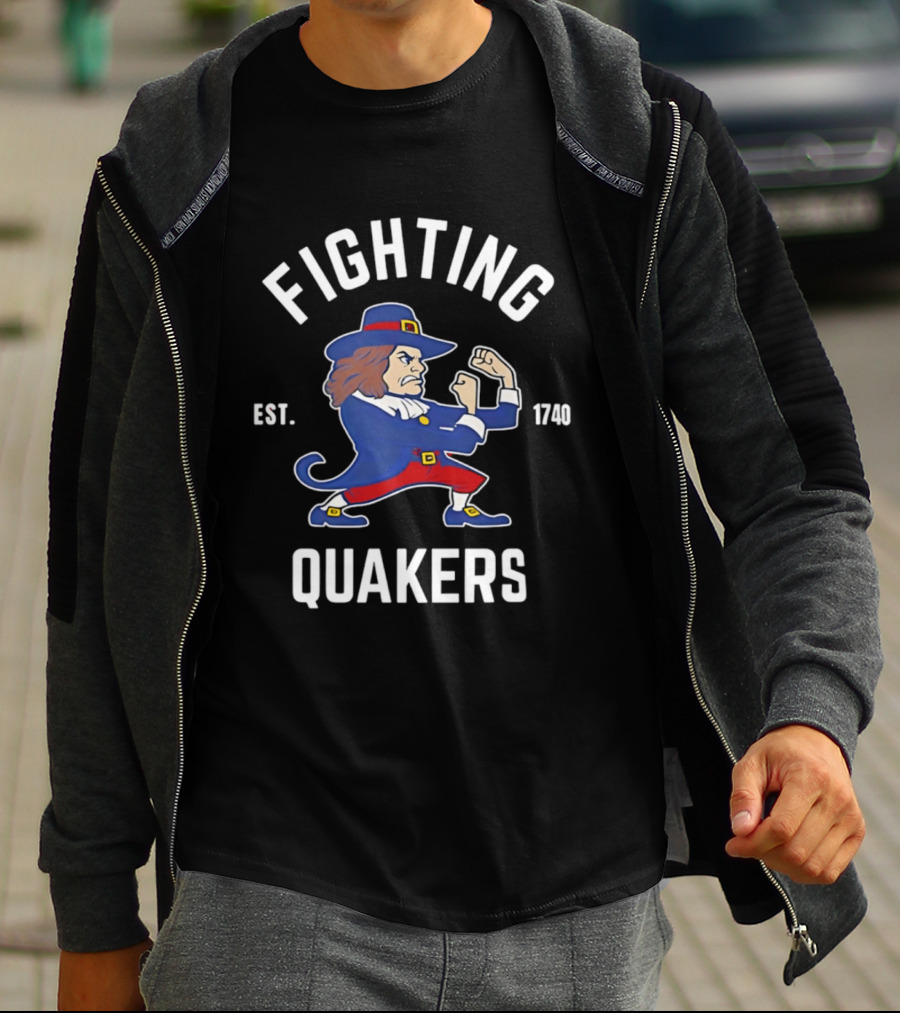 Fighting Quakers Est 1740 Vintage Mascot Image T-Shirt