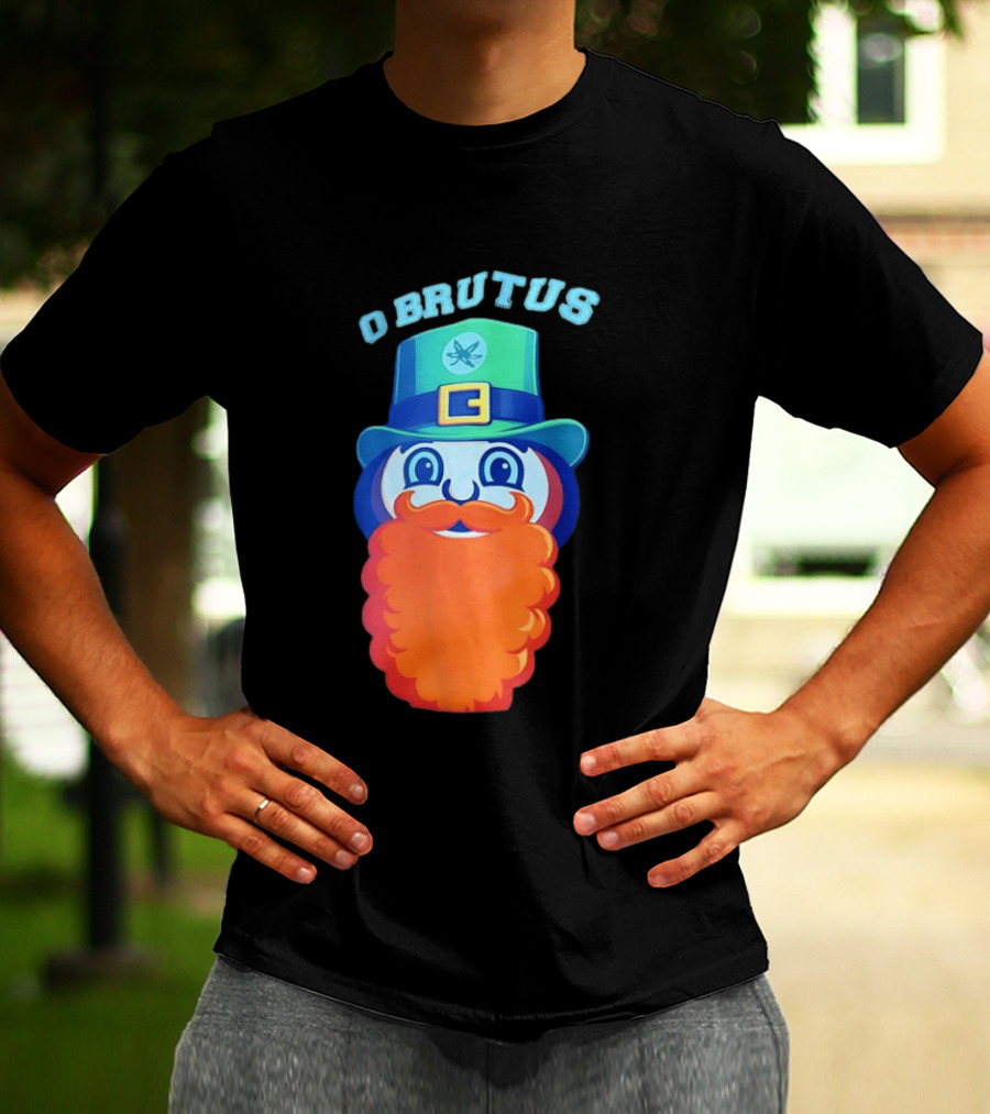 Ohio State Buckeyes O Brutus Leprechaun Hat And Beard T-Shirt