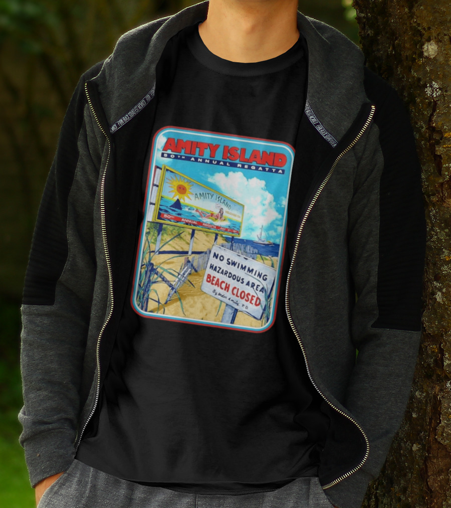 Amity Island 50th Annual Regatta No Swimming Beach Closed Jaws 1975 T-Shirt