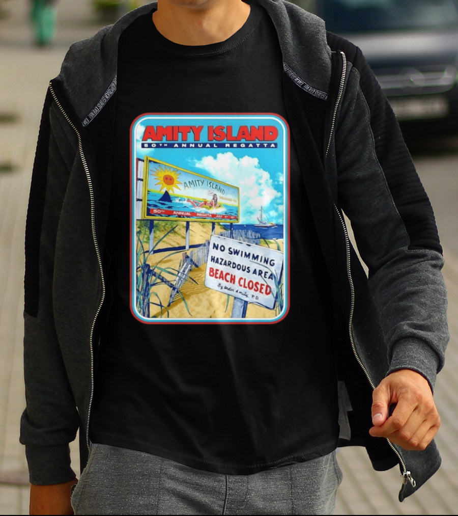 Amity Island 50th Annual Regatta No Swimming Beach Closed Jaws 1975 T-Shirt