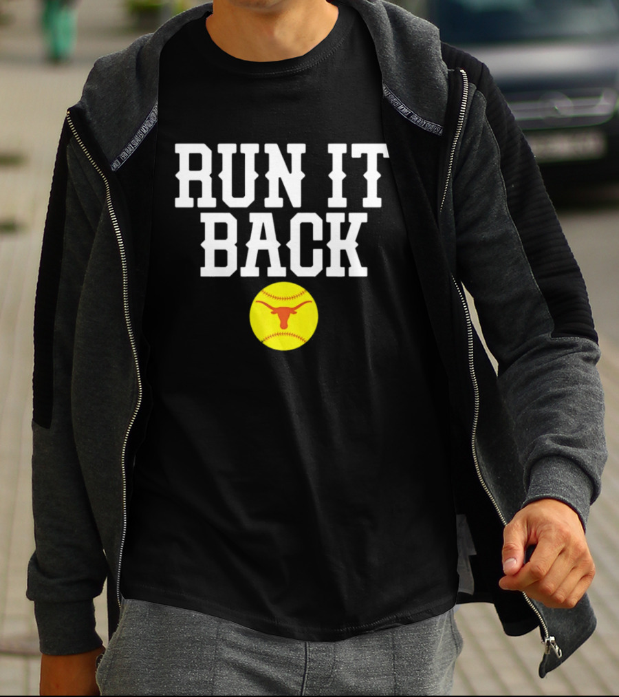 Texas Softball Run It Back Longhorn Yellow Softball T-Shirt