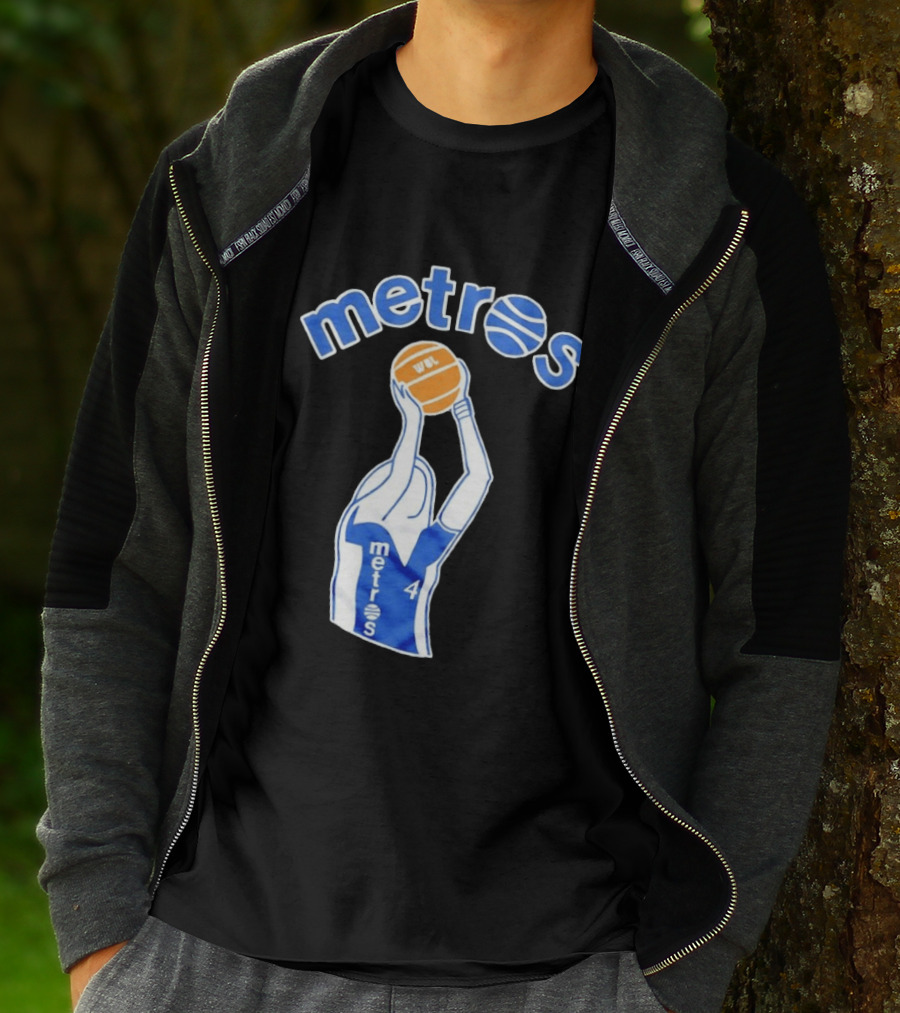 Washington Metros Basketball Player Number 4 Shooting With Blue White Jersey T-Shirt