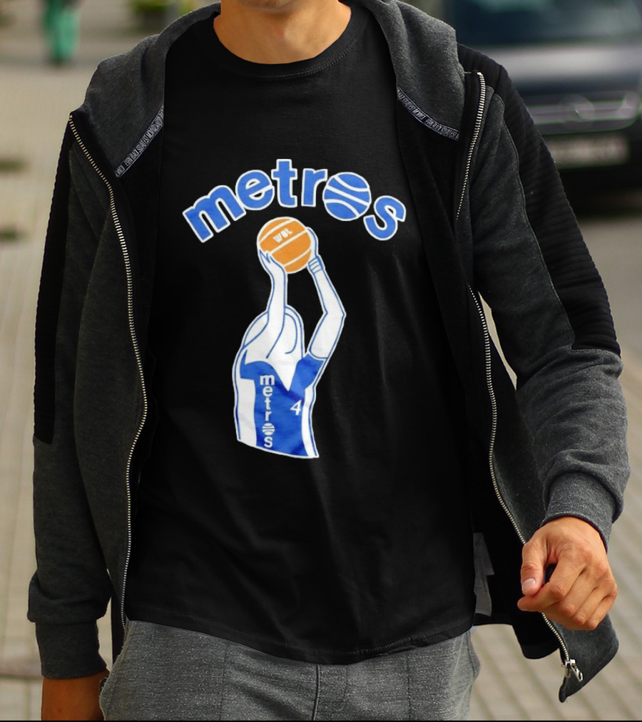 Washington Metros Basketball Player Number 4 Shooting With Blue White Jersey T-Shirt