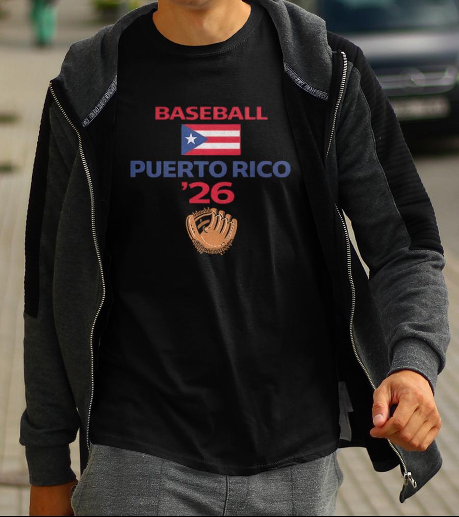 Puerto Rico Baseball 2026 Flag Emblem And Glove T-Shirt