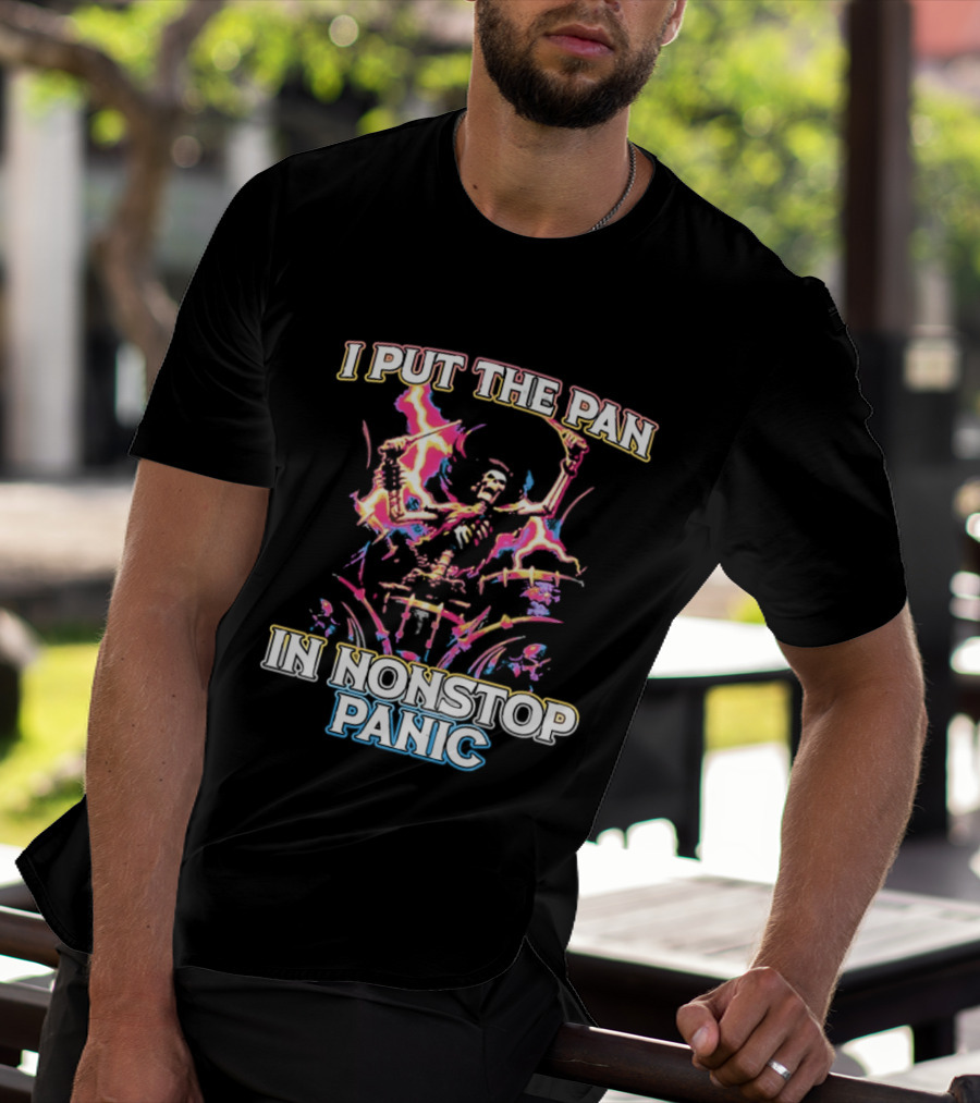 Skeleton I Put The Pan In Nonstop Panic Colorful Lightning T-Shirt