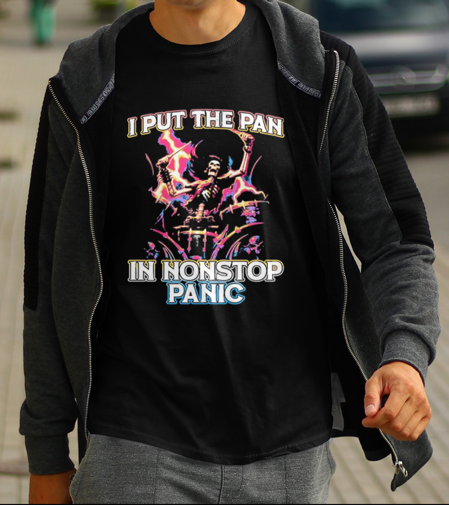 Skeleton I Put The Pan In Nonstop Panic Colorful Lightning T-Shirt