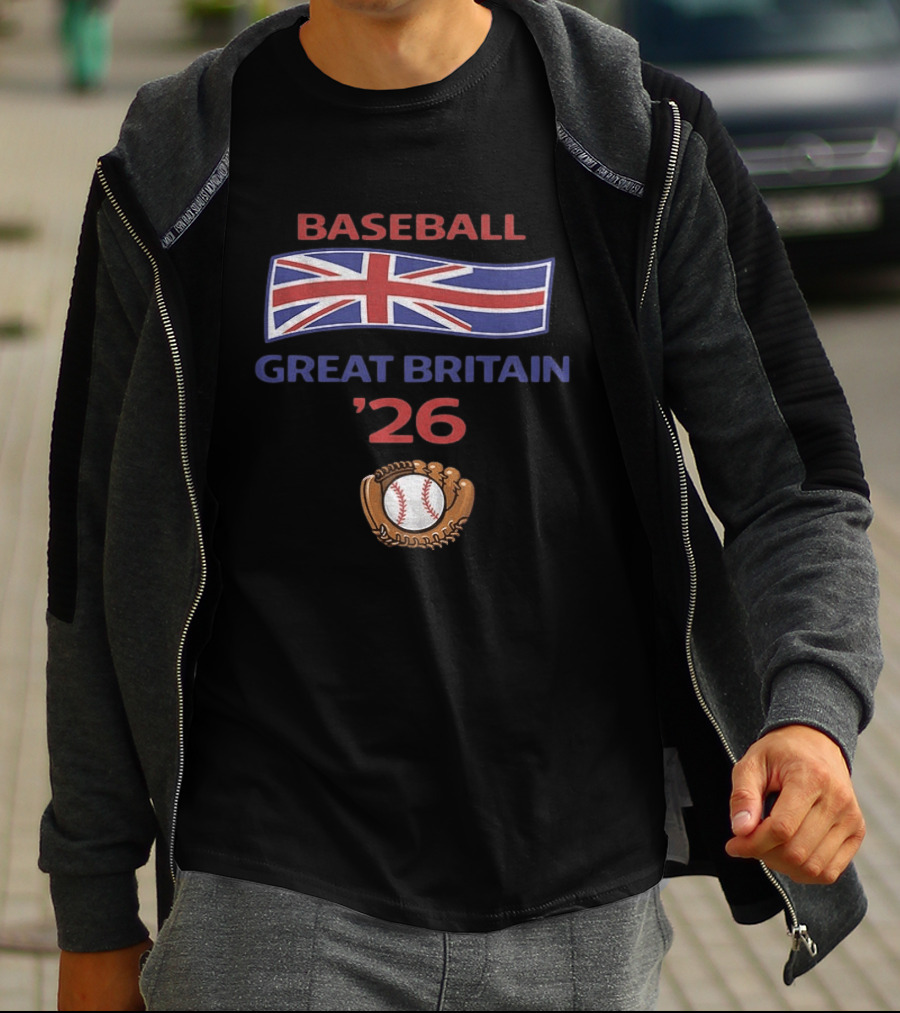Great Britain Baseball 2026 UK Flag Baseball Glove And Ball T-Shirt