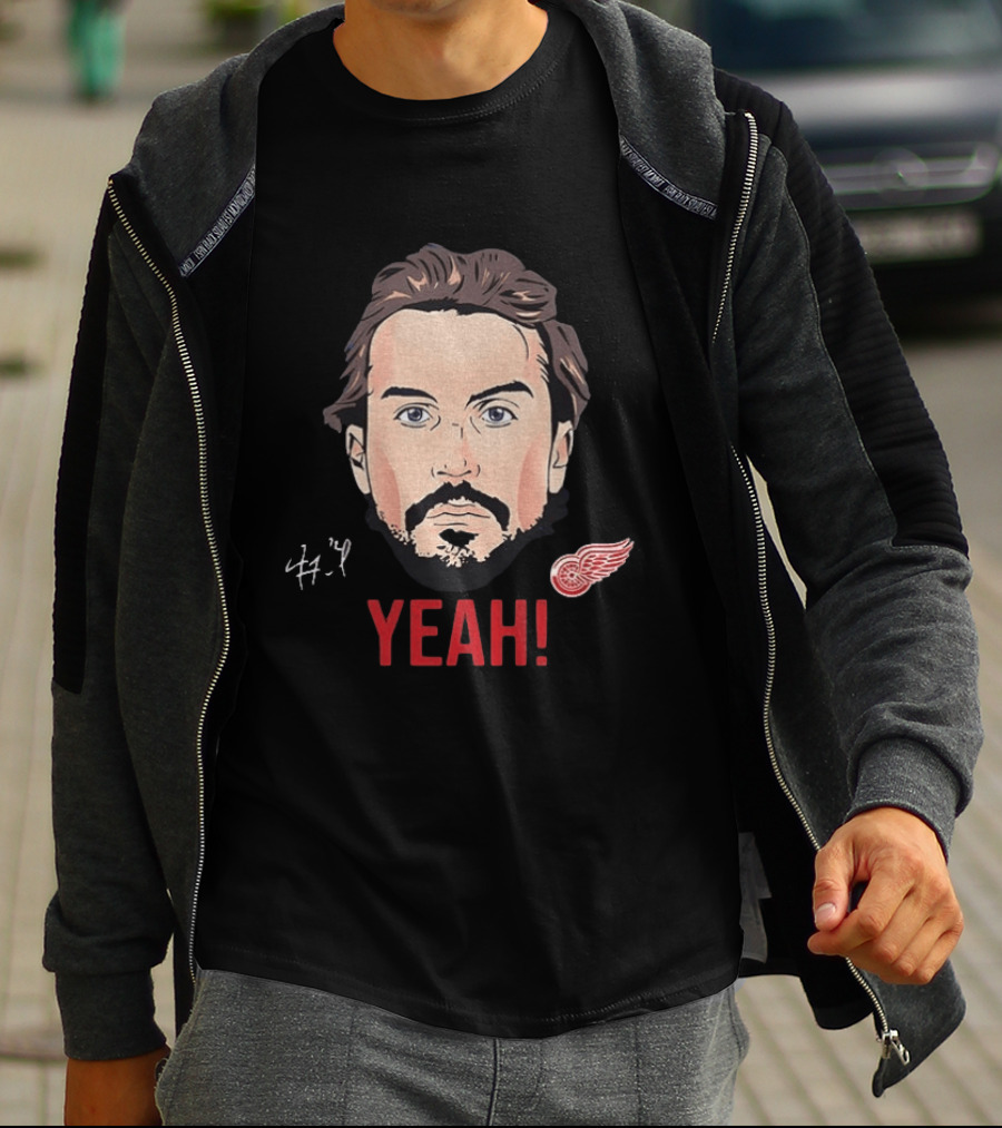Justin Faulk Big Face Cartoon Yeah Red Wings NHL Hockey T-Shirt