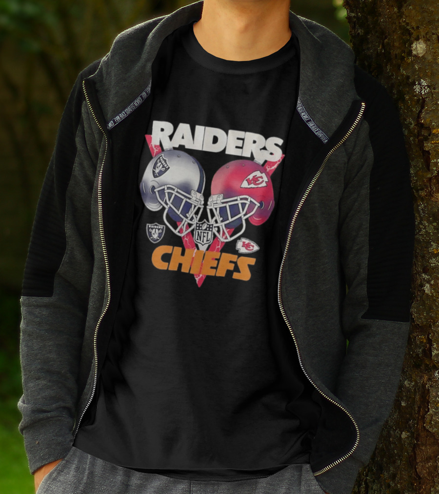 Raiders Vs Chiefs NFL Helmet Showdown T-Shirt