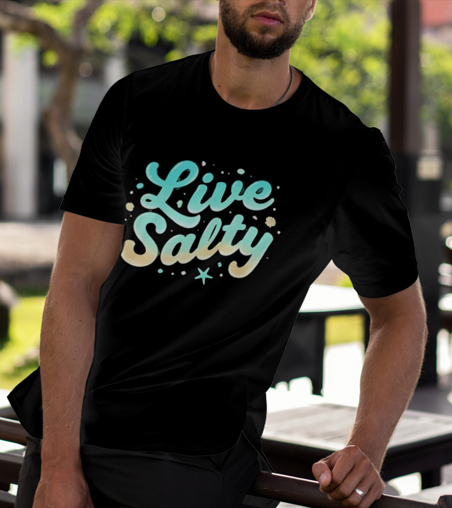 Live Salty Sea Lovers Ocean Vibes Starfish Shells T-Shirt