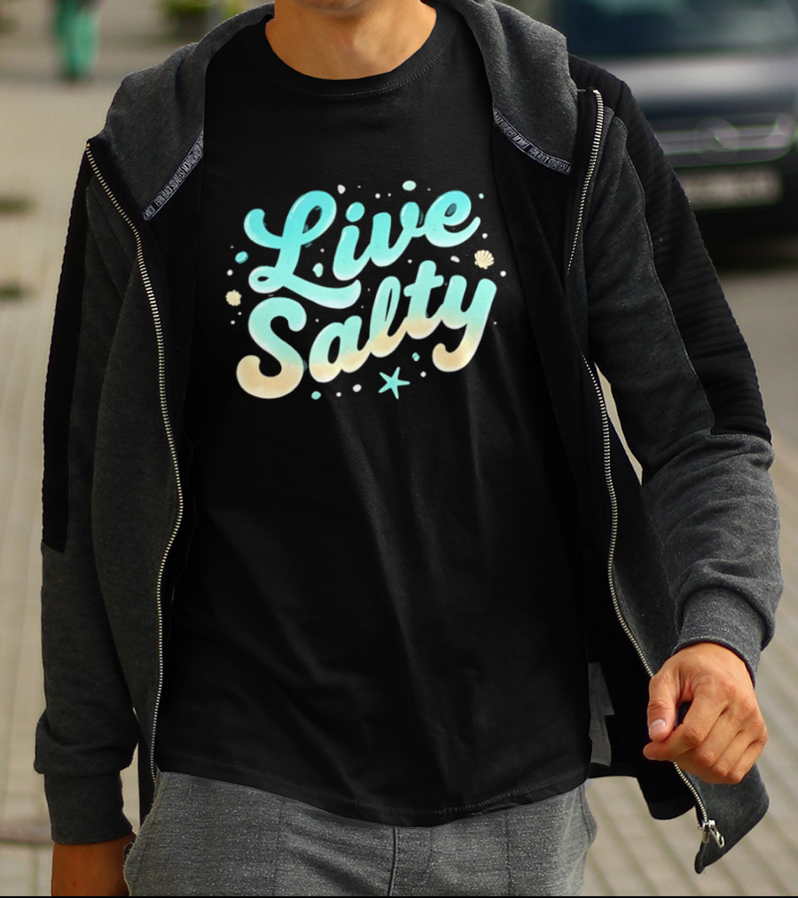 Live Salty Sea Lovers Ocean Vibes Starfish Shells T-Shirt