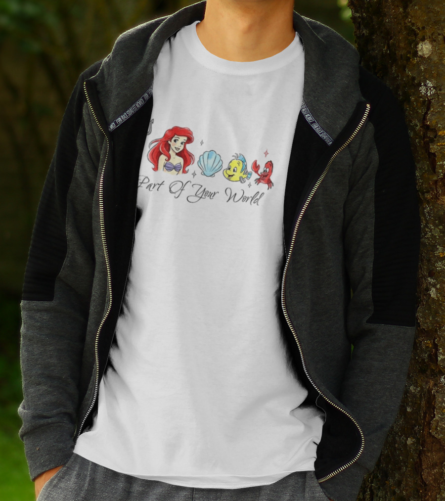 Ariel Disney Part Of Your World With Flounder And Seashell T-Shirt