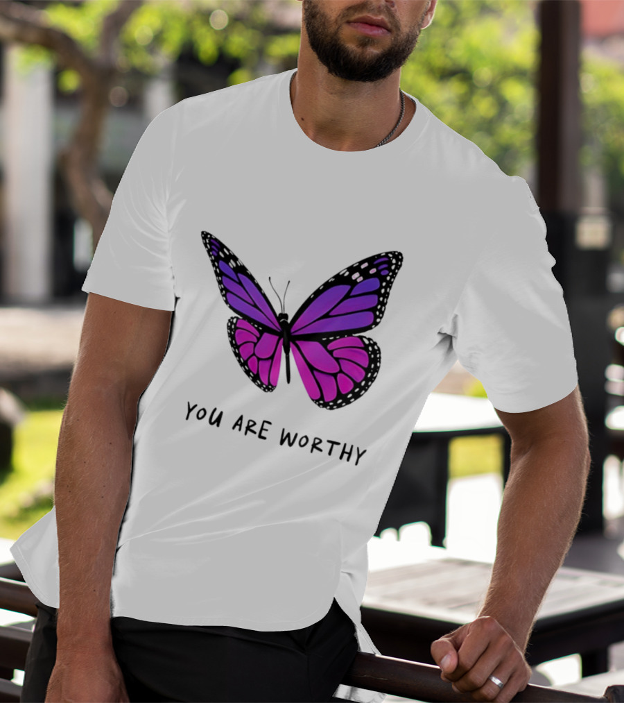 You Are Worthy Butterfly Purple Pink T-Shirt
