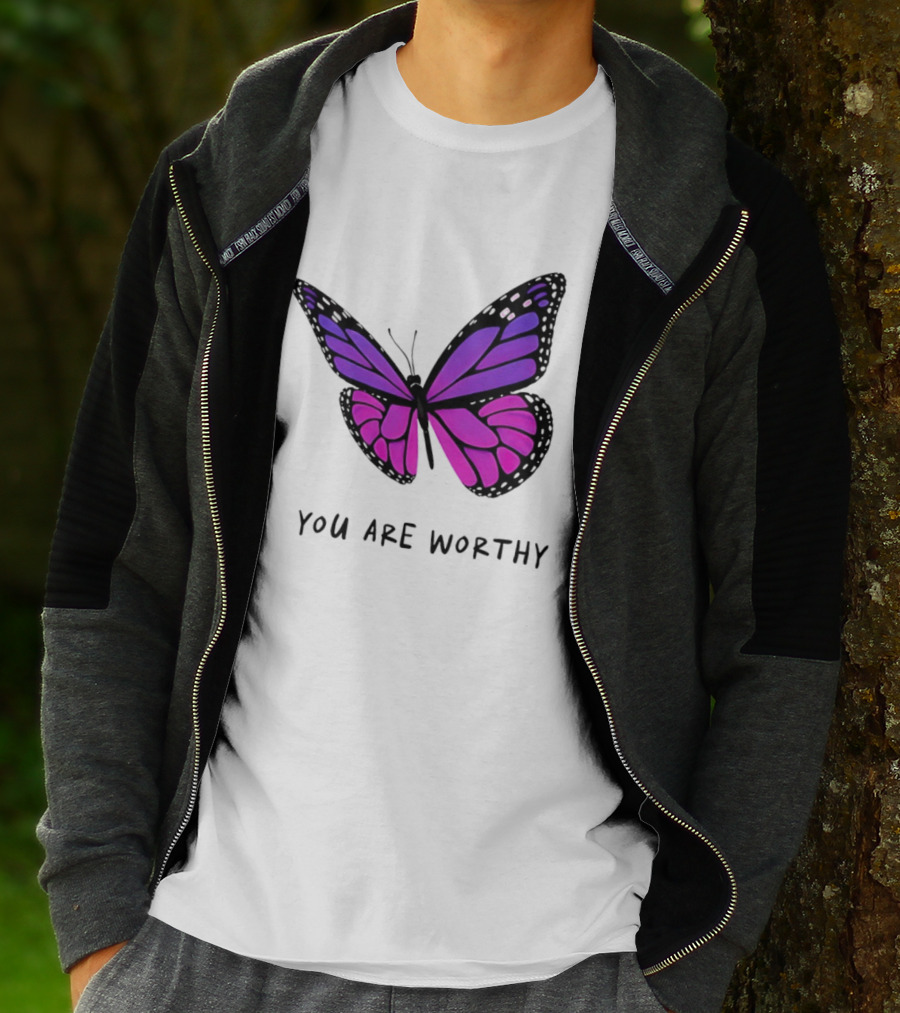 You Are Worthy Butterfly Purple Pink T-Shirt