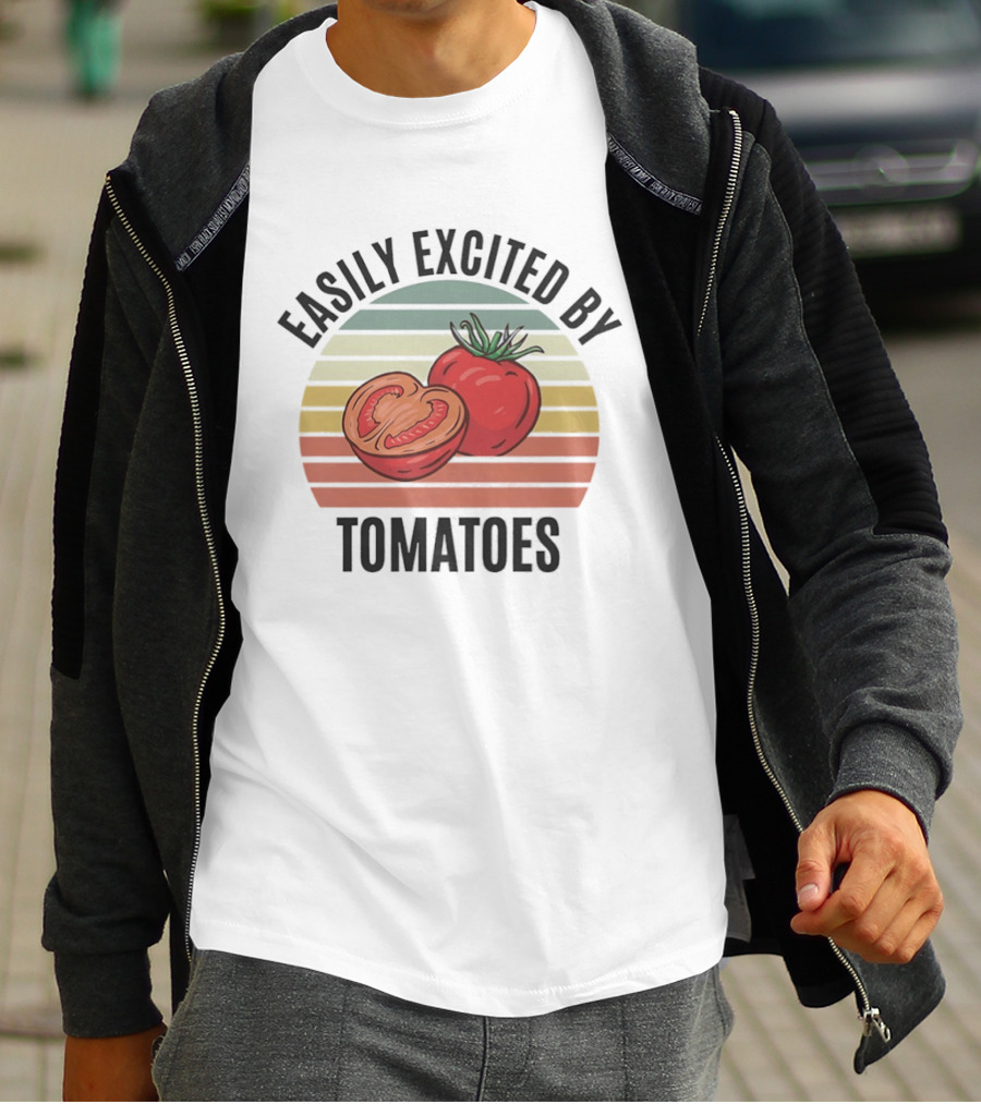 Easily Excited By Tomatoes Vintage Tomato Lover T-Shirt