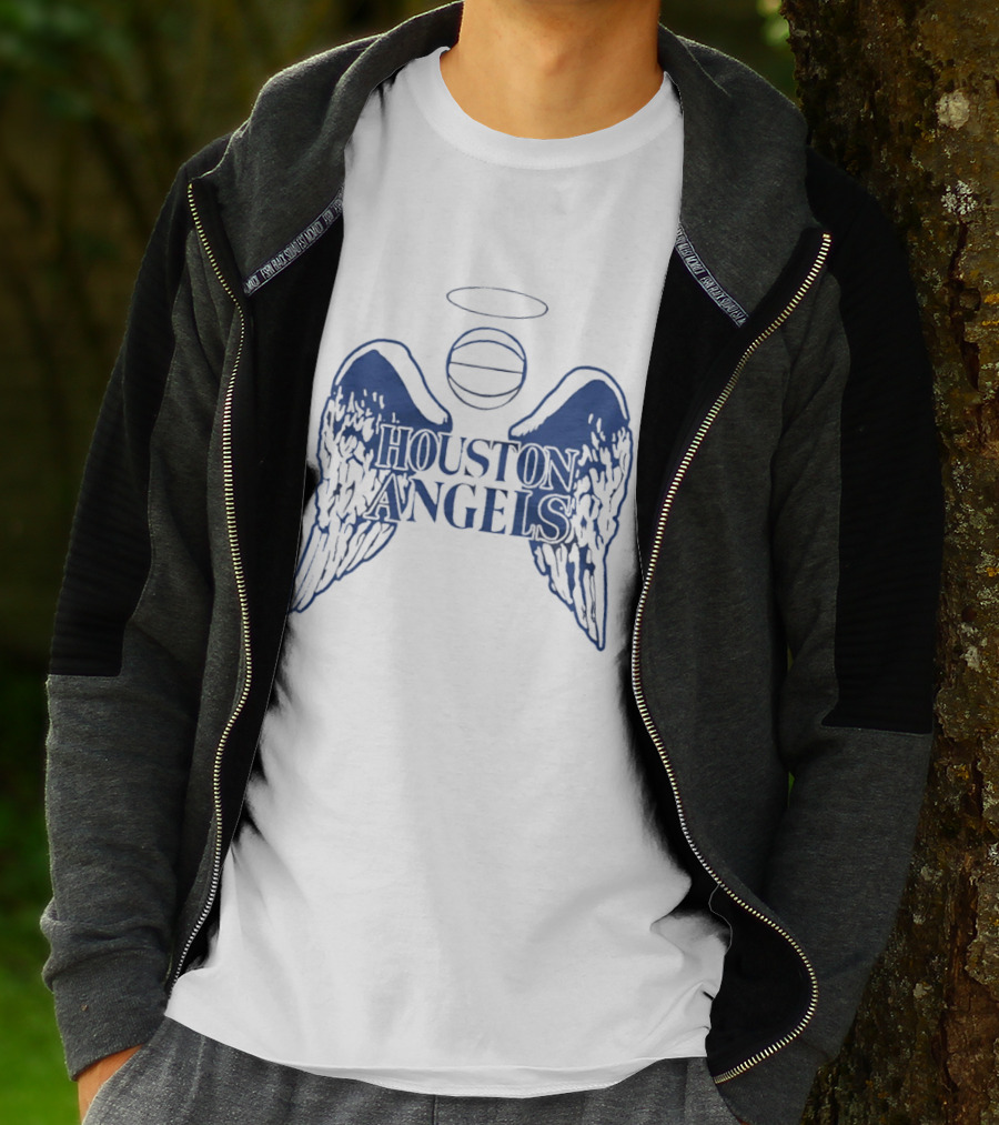 Houston Angels Women's Professional Basketball League Wings And Halo Basketball T-Shirt