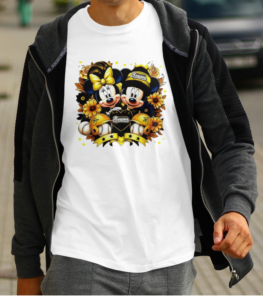 Mickey And Minnie Disney X Savannah Bananas Baseball Collaboration Floral T-Shirt