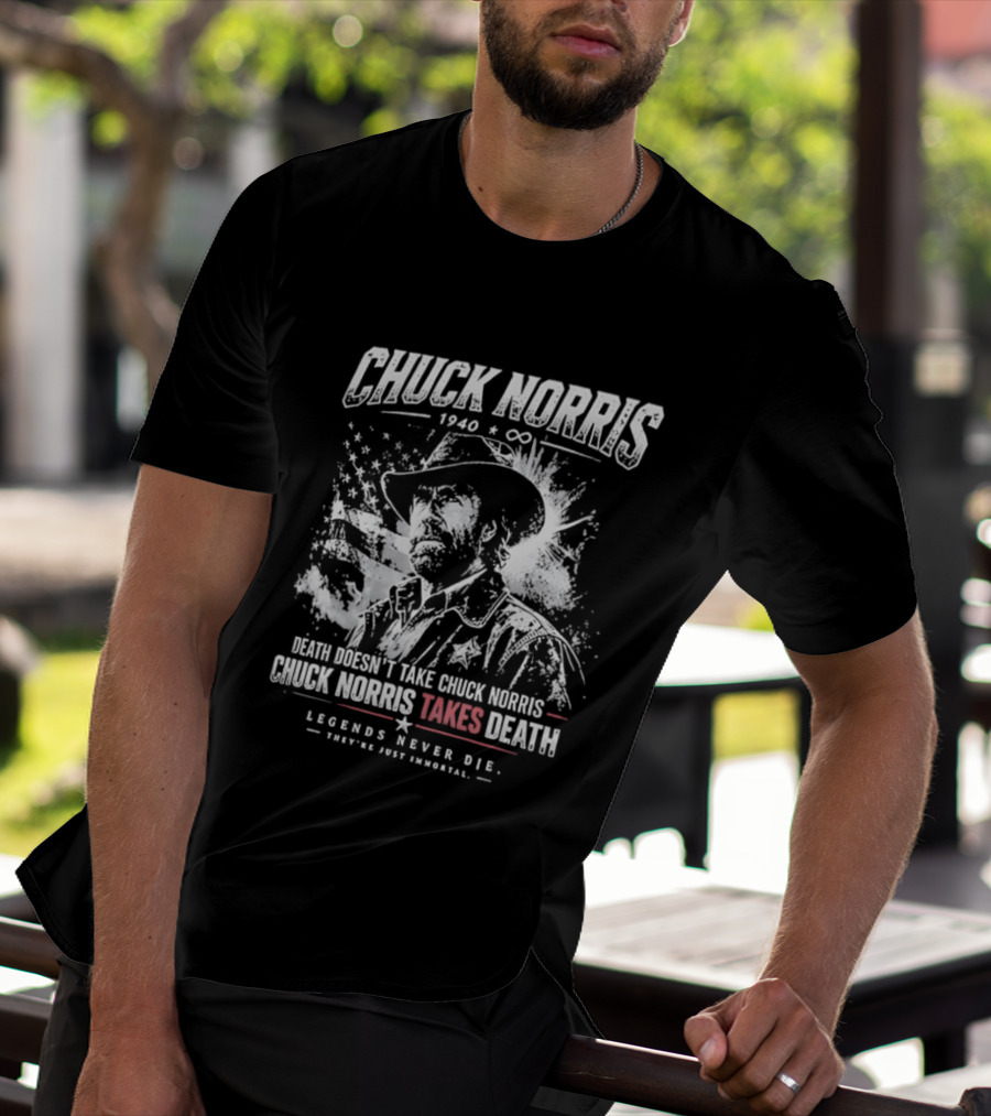 Chuck Norris 1940 & Co Legends Never Die Takes Death T-Shirt