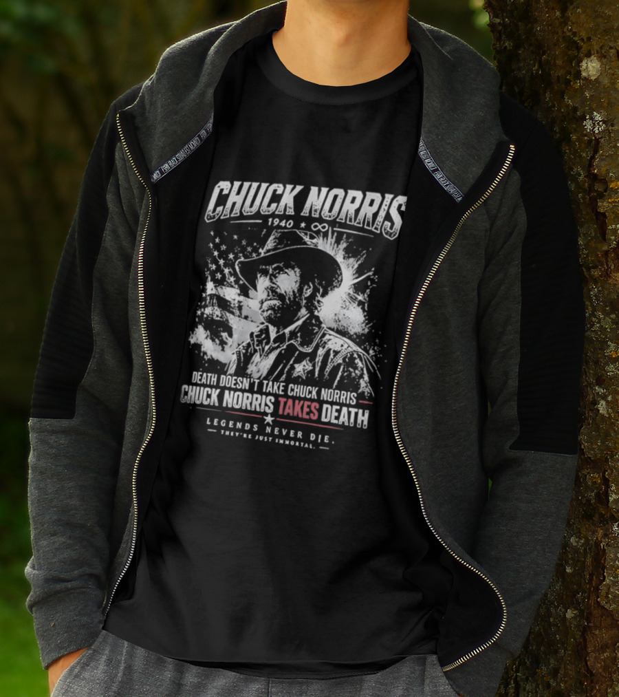 Chuck Norris 1940 & Co Legends Never Die Takes Death T-Shirt