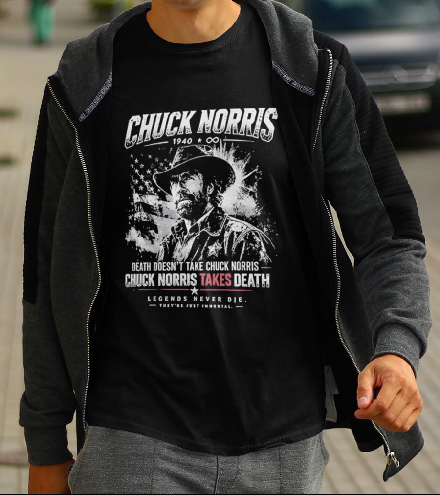 Chuck Norris 1940 & Co Legends Never Die Takes Death T-Shirt