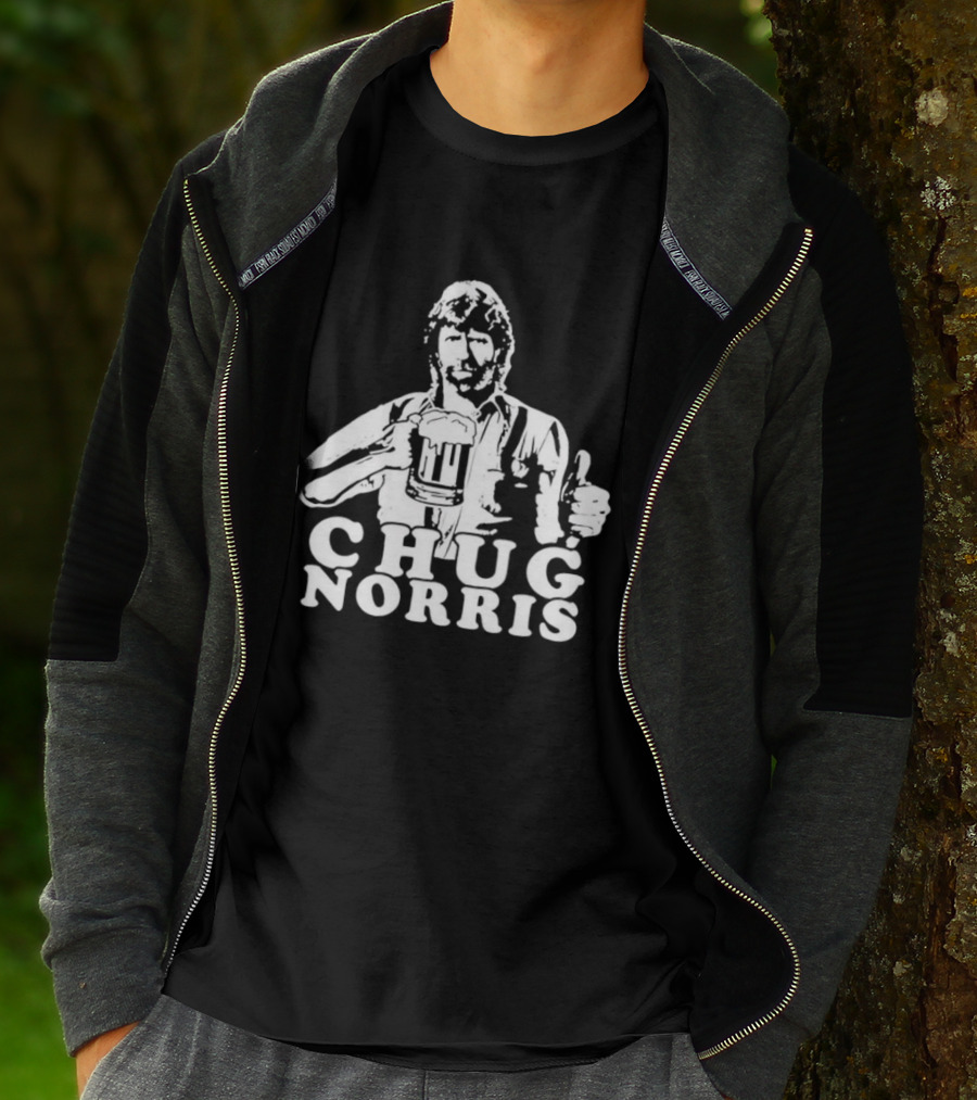 Chug Norris Drinking Beer Thumbs Up T-Shirt