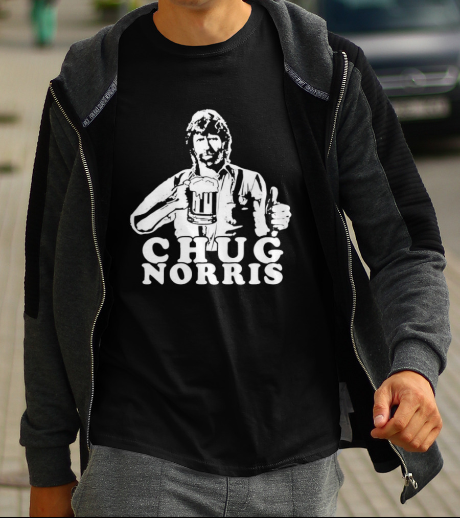 Chug Norris Drinking Beer Thumbs Up T-Shirt