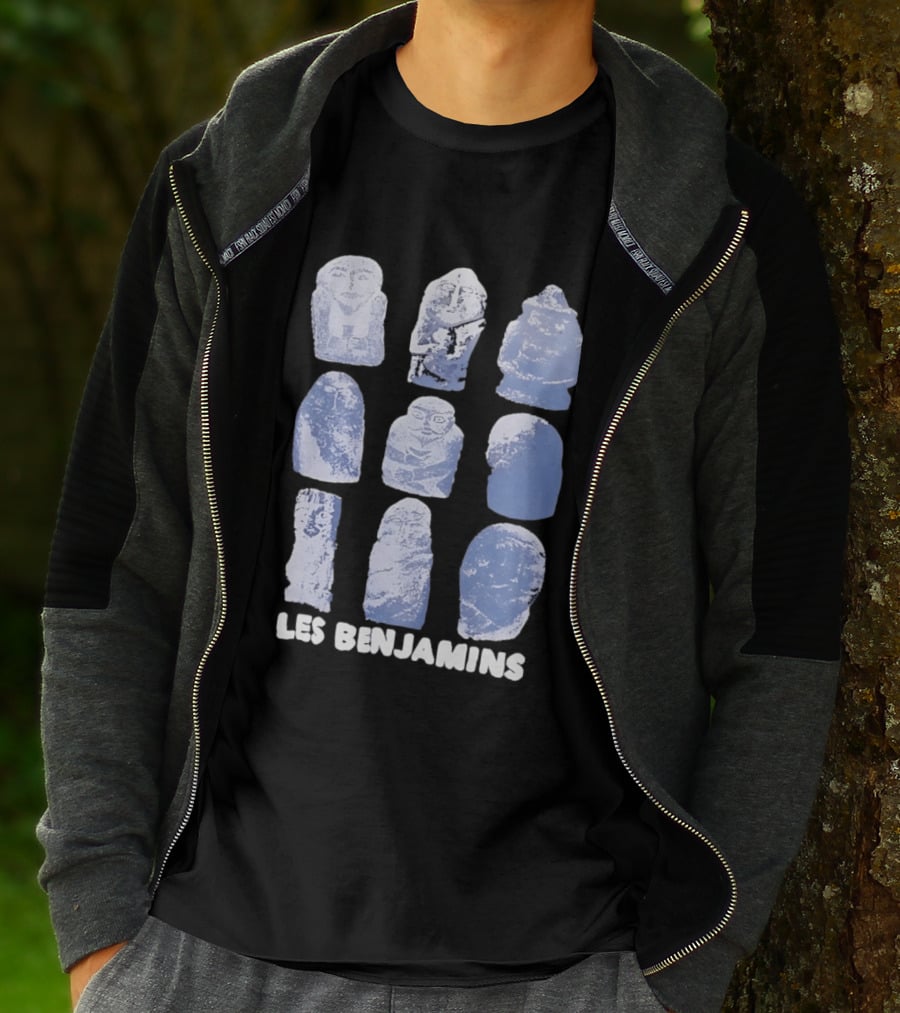 Les Benjamins Stylized Blue Stone Figures Collection T-Shirt