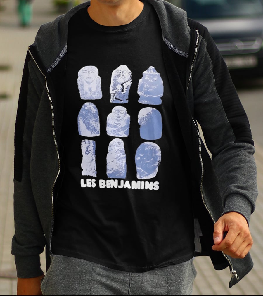 Les Benjamins Stylized Blue Stone Figures Collection T-Shirt