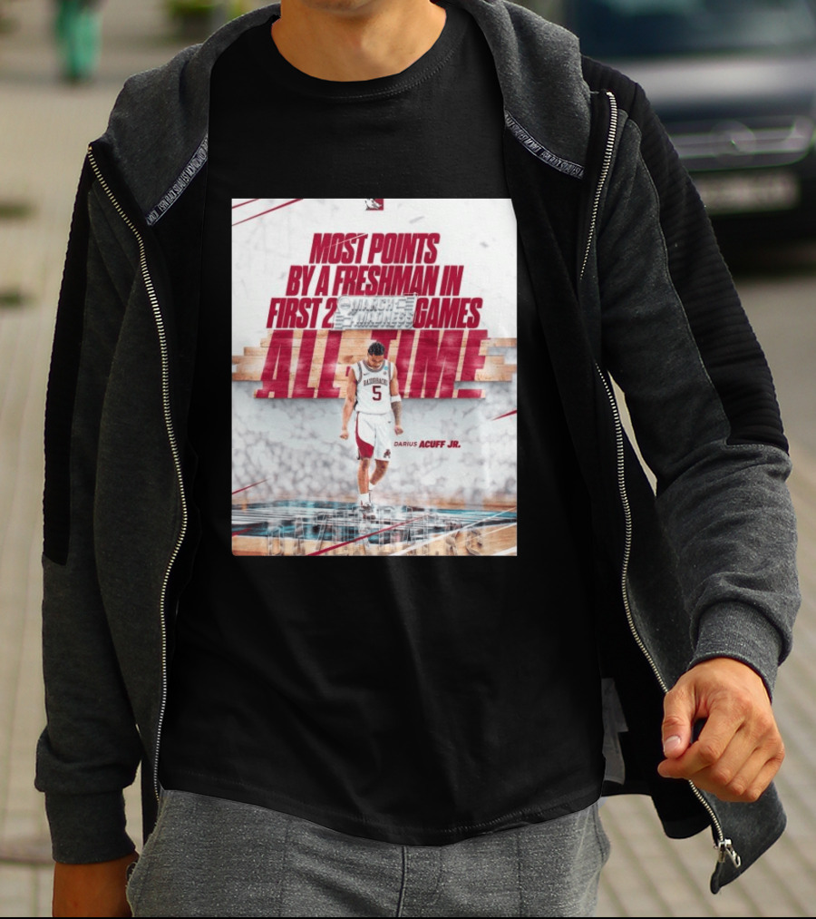 Darius Acuff Jr Most Points By A Freshman March Madness 2026 Arkansas Razorbacks Basketball T-Shirt
