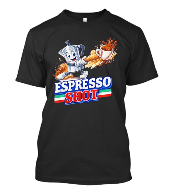 Espresso Shot Moka Pot Baseball Italy Flag T-Shirt