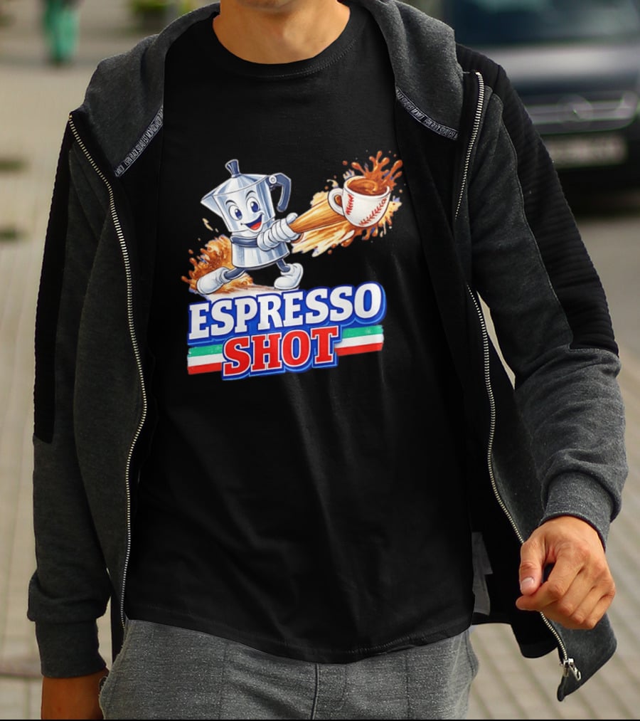 Espresso Shot Moka Pot Baseball Italy Flag T-Shirt