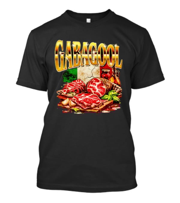 Gabagool Italian Cuisine With Italian Flag And Traditional Ingredients T-Shirt
