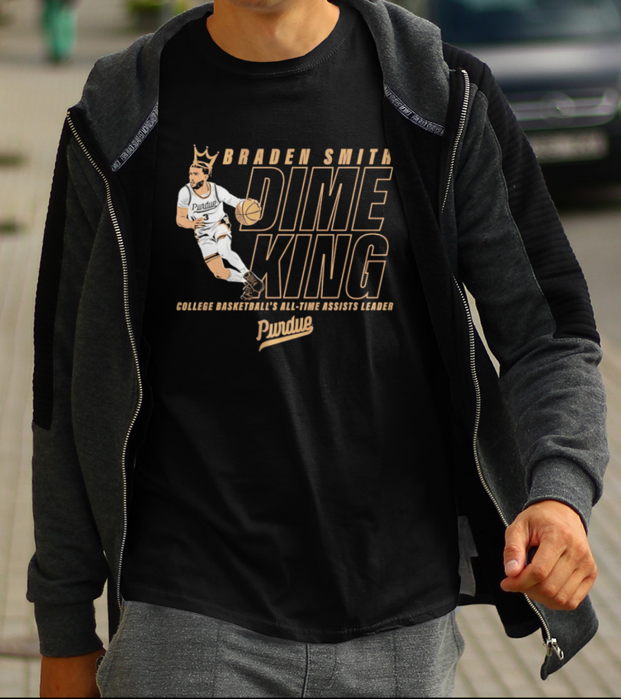 Braden Smith Dime King College Basketball's All Time Assists Leader Purdue T-Shirt