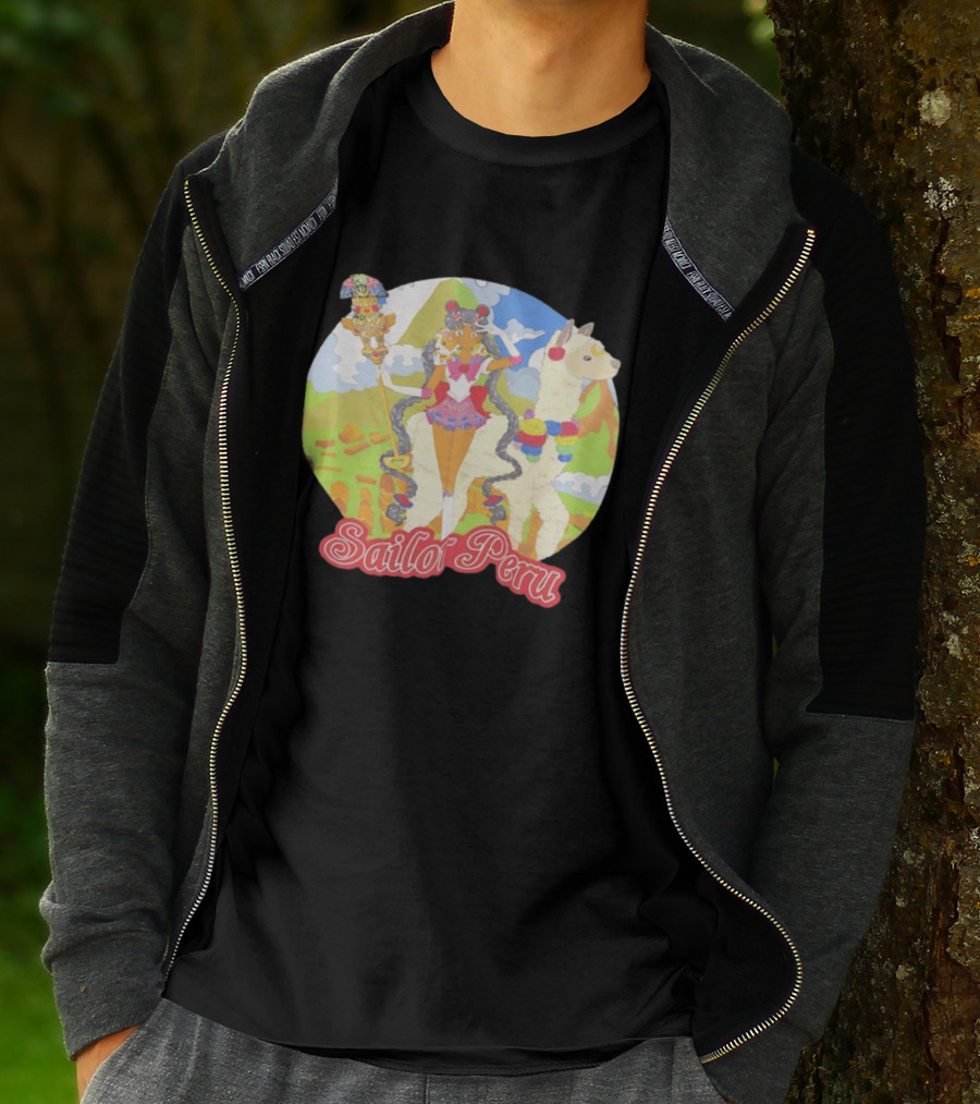 Sailor Moon Sailor Peru Anime Crossover With Llama And Traditional Peruvian T-Shirt