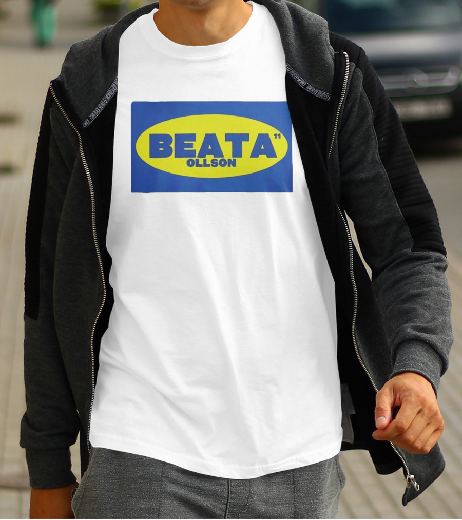 BEATA OLLSON 11 Blue Yellow Oval T-Shirt