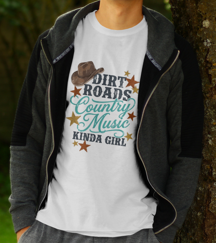Dirt Roads Country Music Kinda Girl Cowboy Hat Stars T-Shirt