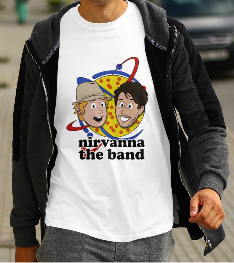 Nirvanna The Band Cartoon Characters With Animated Planetary T-Shirt