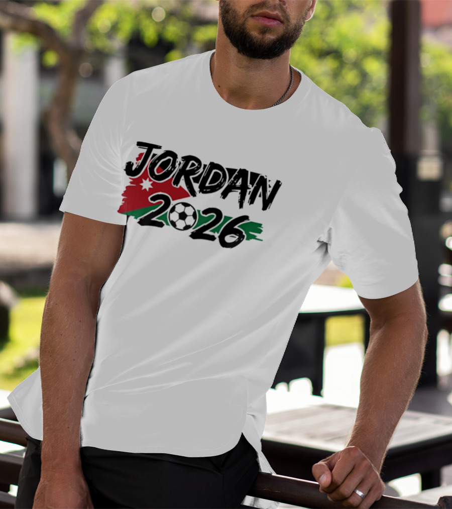 Jordan 2026 World Cup Soccer Team Flag Map Football T-Shirt