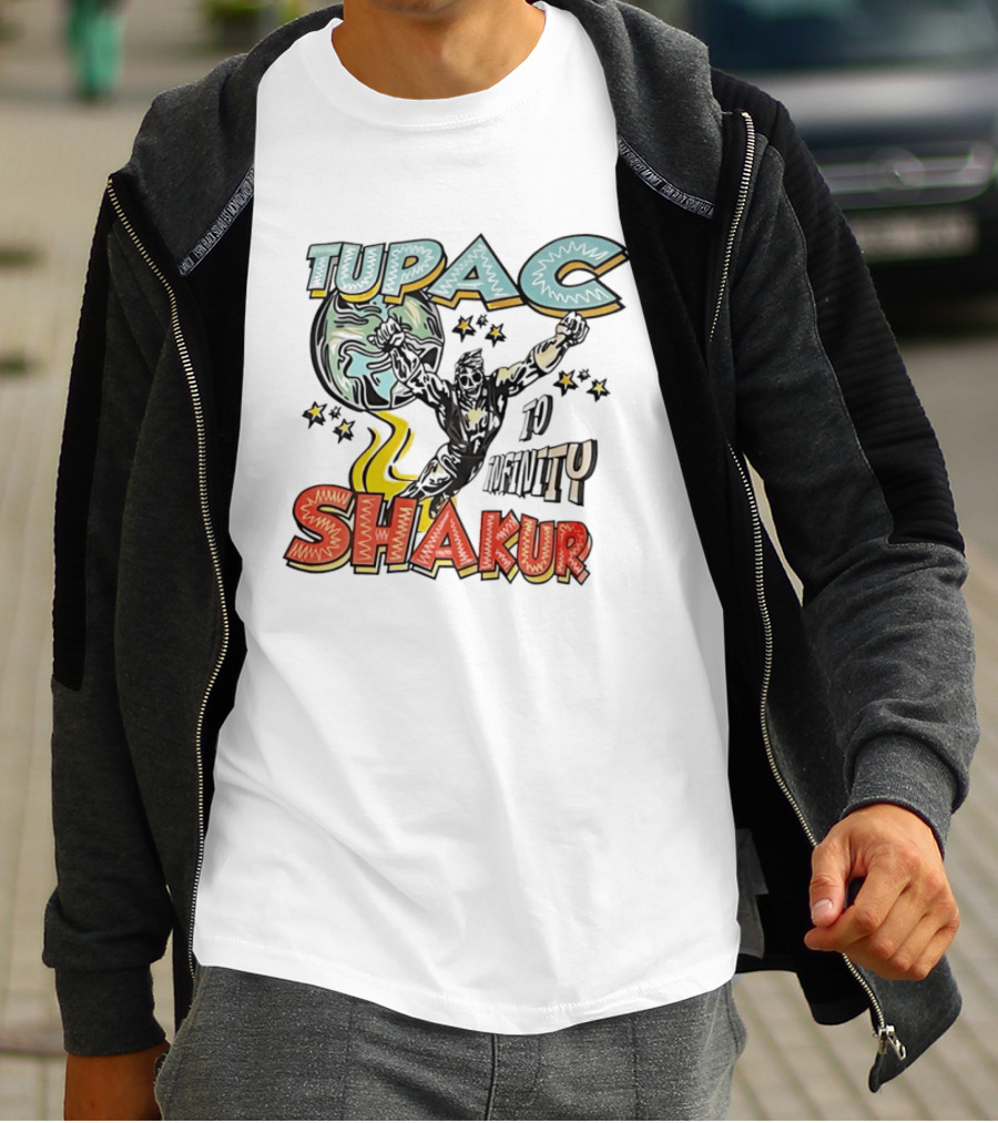 Tupac Shakur To Infinity Comic Style Superhero Image T-Shirt