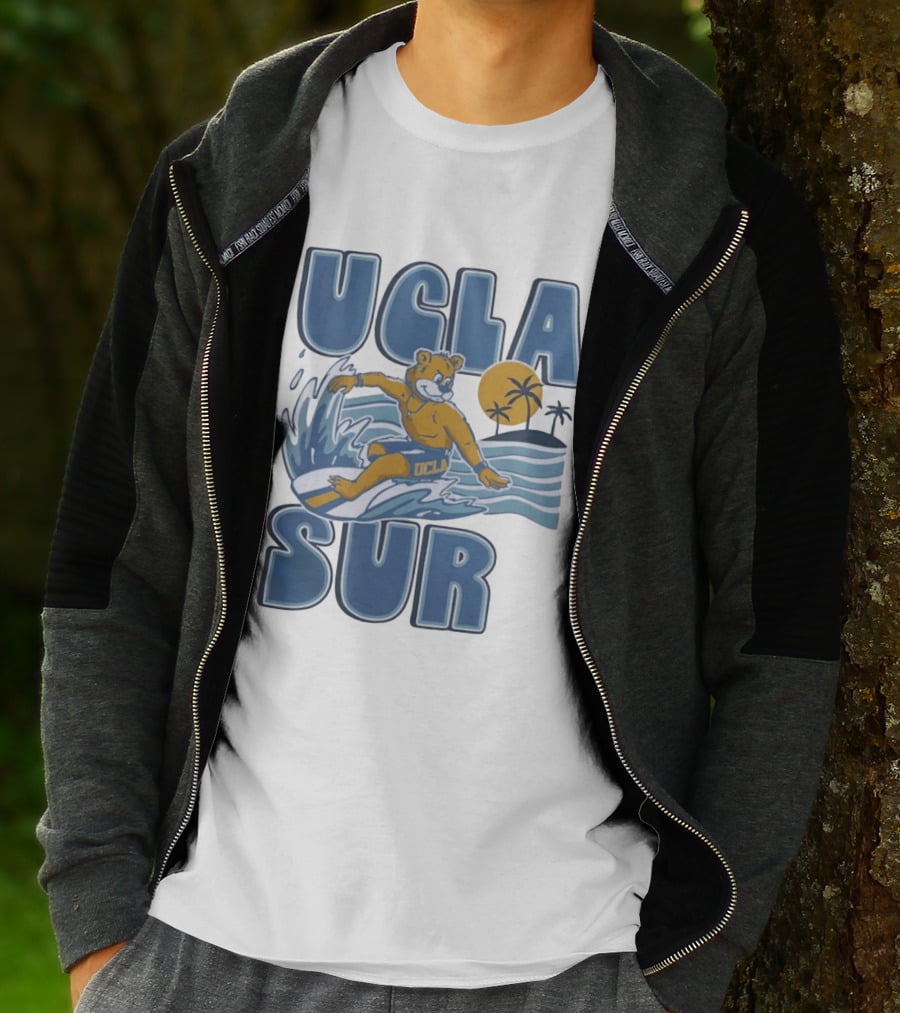 UCLA Joe Bruin Surfing Waves With Palm Trees And Sun T-Shirt