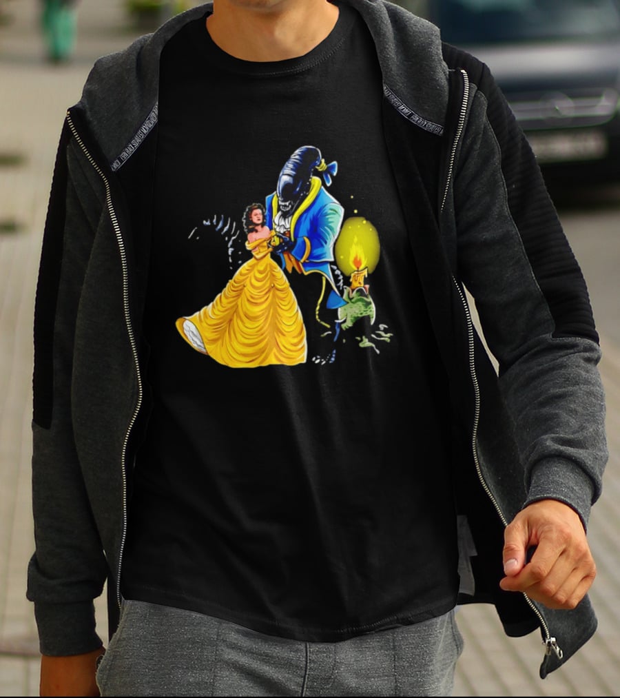 Belle Beauty And The Xenomorph Alien Monster Dance Candelabra T-Shirt
